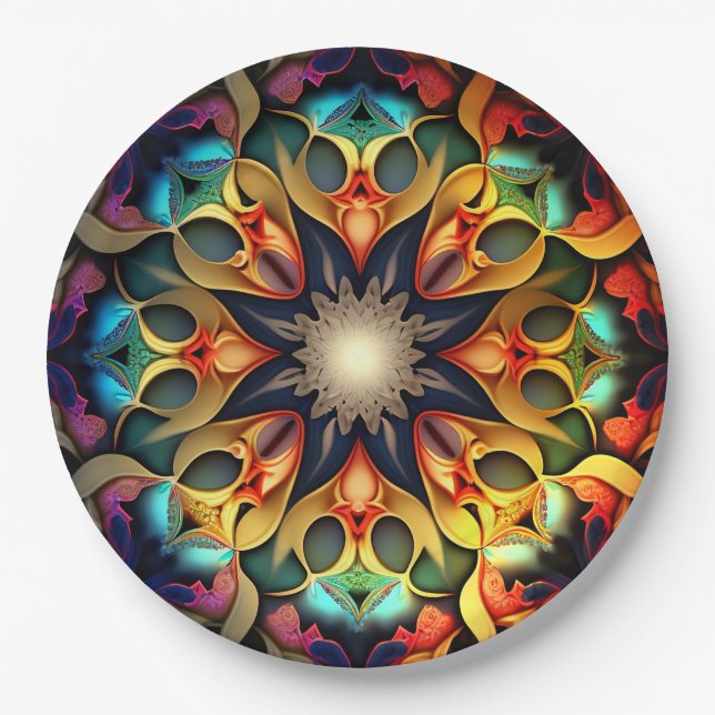 Plato De Papel Kaleidoscope Mandala Flower Design-23091 (Anverso)