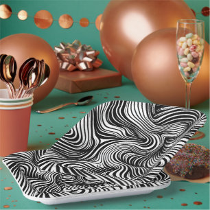 Plato De Papel Kaleidoscopio monocromo