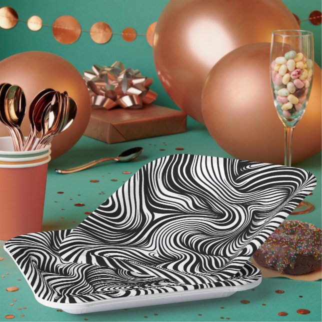 Plato De Papel Kaleidoscopio monocromo (Multi)