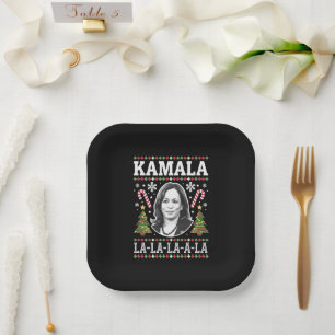 Plato De Papel Kamala Harris 2024 Navidad Coma La Xmas