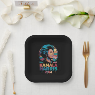 Plato De Papel Kamala Harris 2024 Vota Presidente Kamala Elección