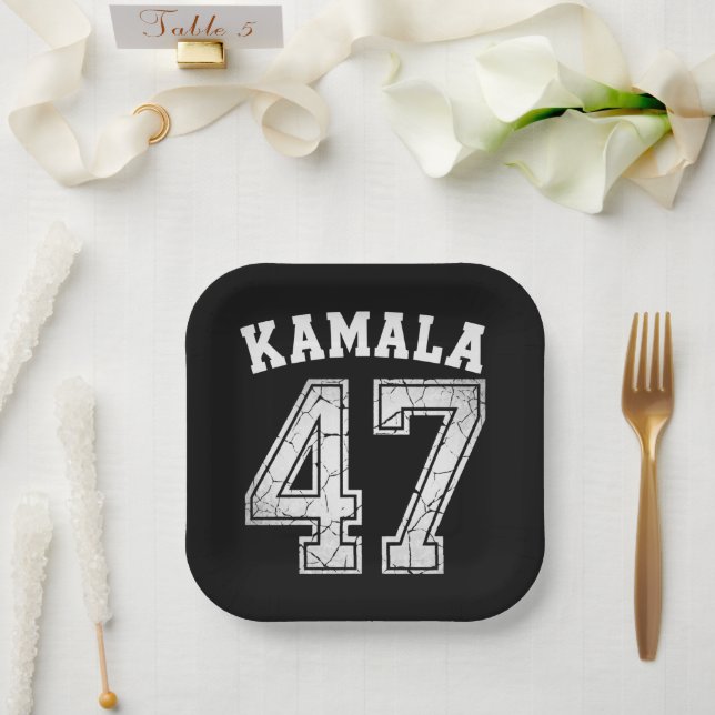 Plato De Papel Kamala Harris 47 Por El Presidente Del Pueblo (Boda)