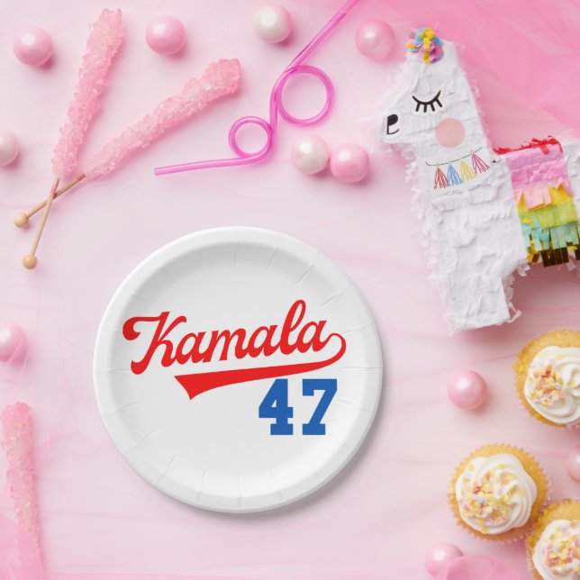 Plato De Papel Kamala Harris 47° - Presidente 47° (Fiesta)