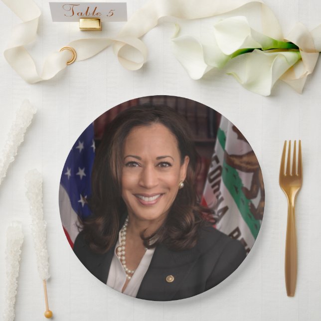 Plato De Papel Kamala Harris Candidato a presidente US 2024 (Boda)