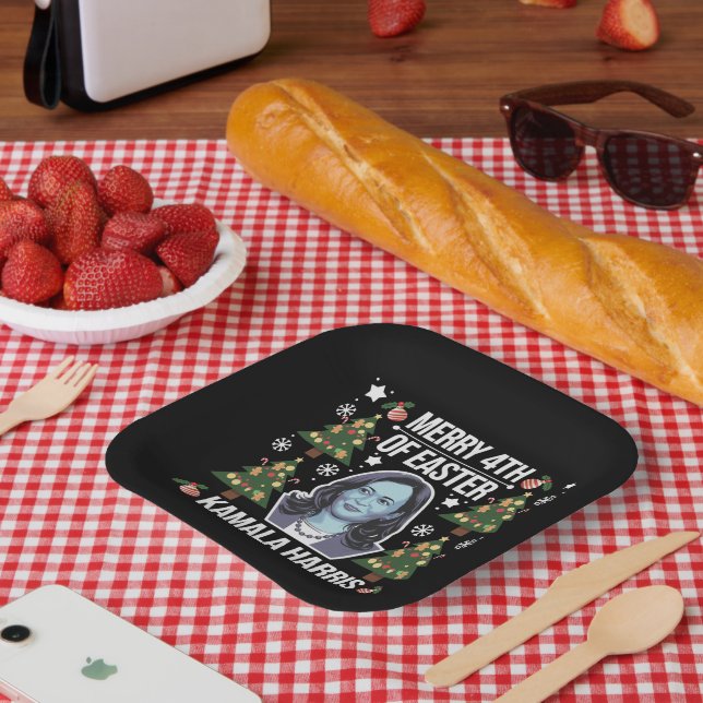 Plato De Papel Kamala Harris Navidades Santa Merry 4 De Pascua (Picnic)