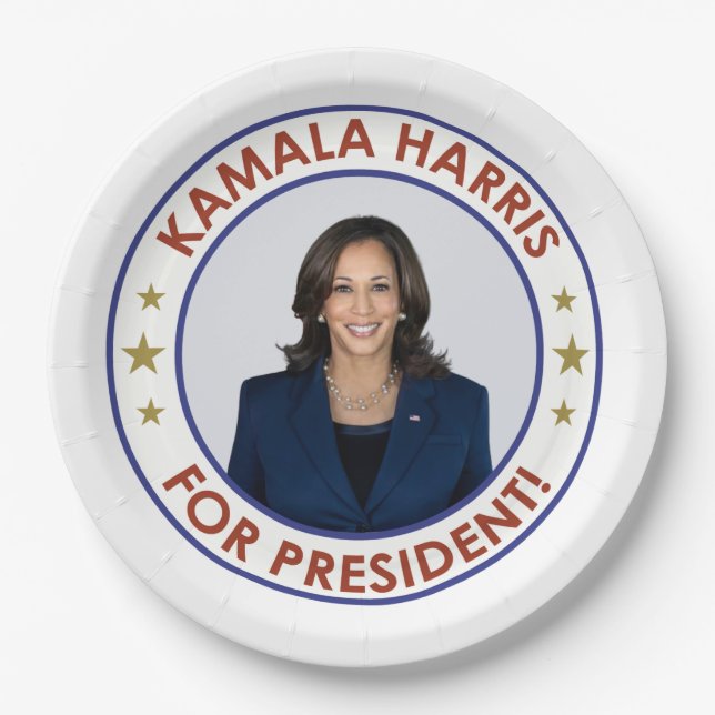 PLATO DE PAPEL ¡KAMALA HARRIS PARA PRESIDENTE! (Anverso)