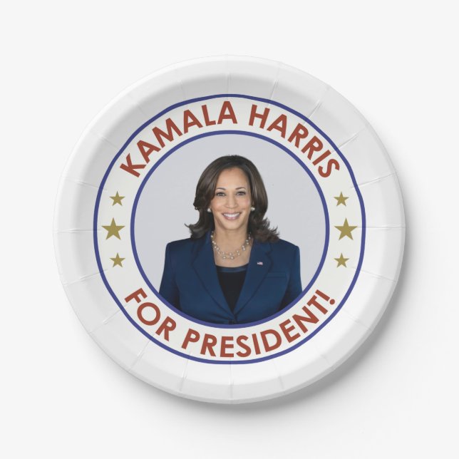 PLATO DE PAPEL ¡KAMALA HARRIS PARA PRESIDENTE! (Anverso)