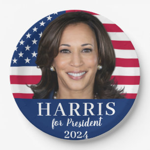 Plato De Papel Kamala Harris Por El Presidente 2024
