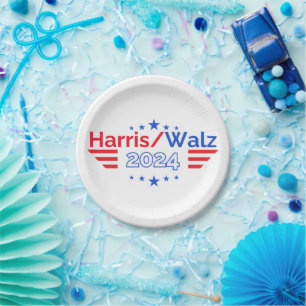 Plato De Papel Kamala Harris Tim Walz Elecciones 2024