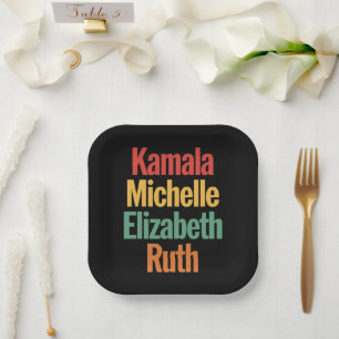 Plato De Papel Kamala Michelle Elizabeth Ruth Feminista Política