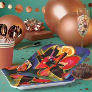 Plato De Papel Kandinsky - En azul, obras de arte famosas