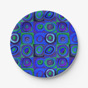 Plato De Papel Kandinsky Farbstudie Blue Quadrate Square Circle