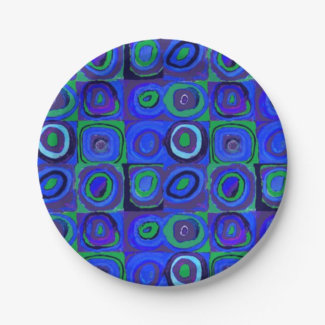 Plato De Papel Kandinsky Farbstudie Blue Quadrate Square Circle (Anverso)