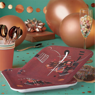 Plato De Papel Kandinsky - Rojo aburrido