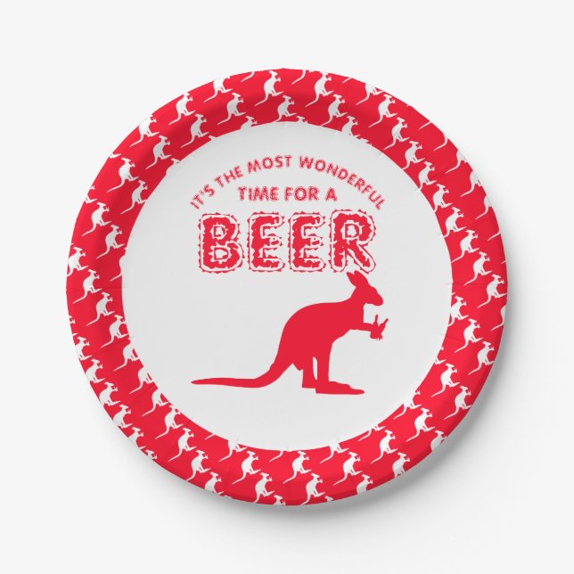 Plato De Papel Kangaroo Beer, Fiesta Navidades australianos (Anverso)