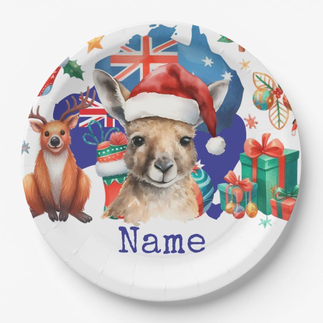 Plato De Papel Kangaroo on Australia Flag  (Anverso)