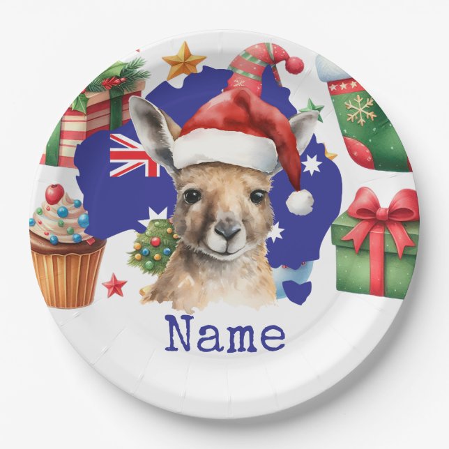 Plato De Papel Kangaroo on Australia Flag  (Anverso)