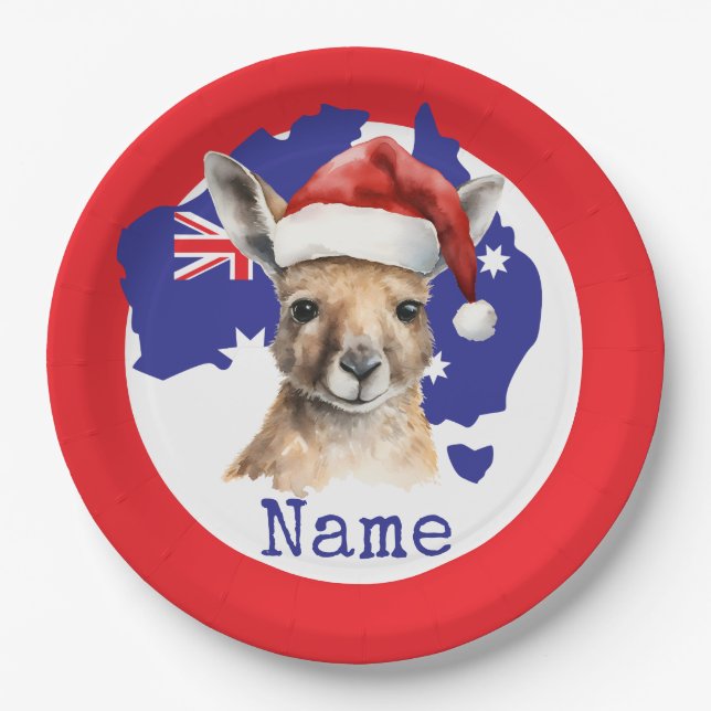 Plato De Papel Kangaroo on Australia Flag  (Anverso)