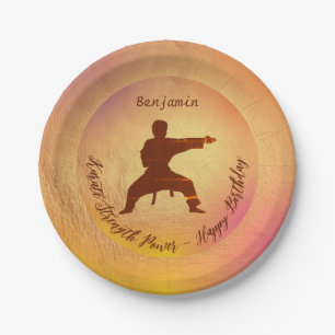 Plato De Papel Karate Modern Martial Arts Feliz cumpleaños