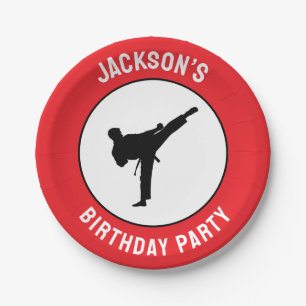 Plato De Papel Karate personalizado / Taekwondo / judo Cumpleaños