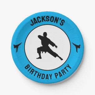 Plato De Papel Karate personalizado / Taekwondo / judo Cumpleaños