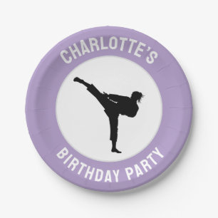 Plato De Papel Karate personalizado / Taekwondo / judo Cumpleaños