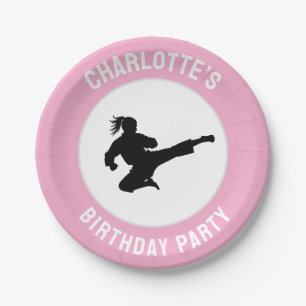 Plato De Papel Karate personalizado / Taekwondo / judo Cumpleaños