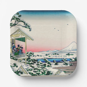 Plato De Papel Katsushika Hokusai - Casa de té en Koishikawa