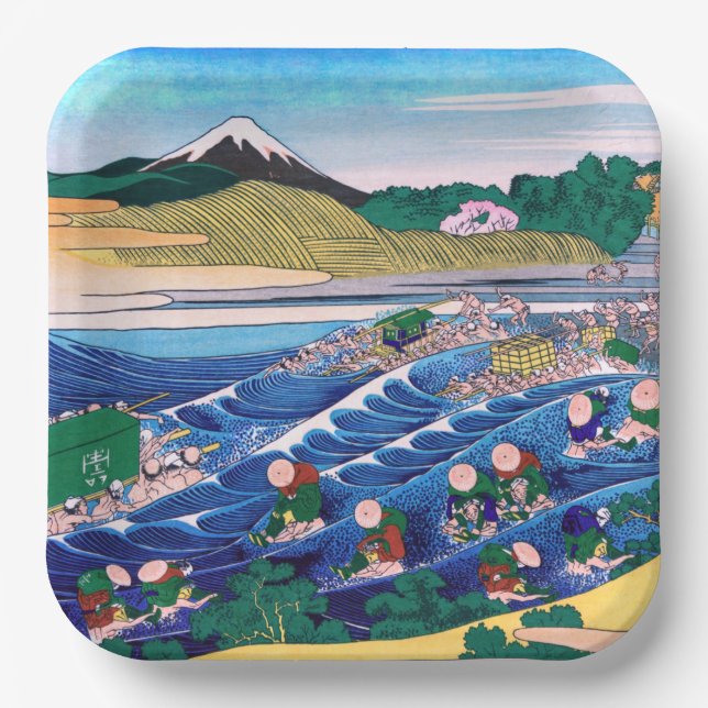 Plato De Papel Katsushika Hokusai - Fuji de Kanaya en Tokaido (Anverso)