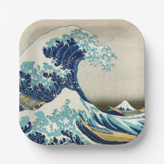 Plato De Papel Katsushika Hokusai - La gran ola de Kanagawa