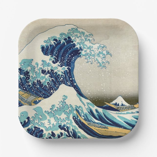 Plato De Papel Katsushika Hokusai - La gran ola de Kanagawa (Anverso)