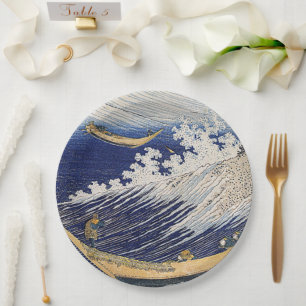 Plato De Papel Katsushika Hokusai. Olas oceánicas