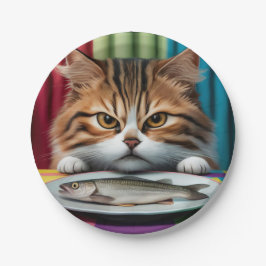 Plato De Papel Katze mit Fisch