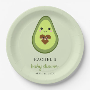 Plato De Papel Kawaii Aguacate Pregnant Baby Shower Cute Minimal