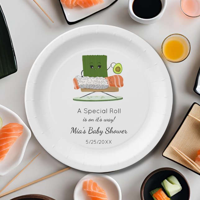 Plato De Papel Kawaii Baby Shower: Tema del musical de Sushi y Sa (Subido por el creador)
