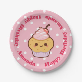 Plato De Papel Kawaii Bonito pastel NOMBRE PERSONALIZADO DE cumpl