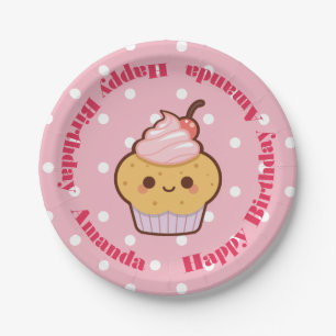 Plato De Papel Kawaii Bonito pastel NOMBRE PERSONALIZADO DE cumpl