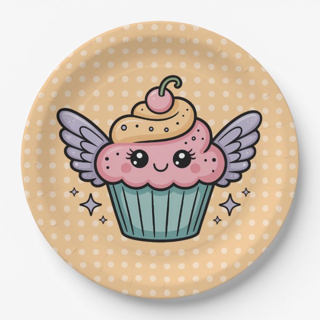 Plato De Papel Kawaii Cupcake (Anverso)