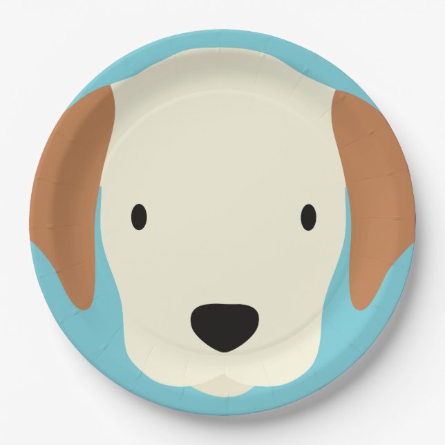 Plato De Papel Kawaii Cute Perro Cachorro. (Anverso)