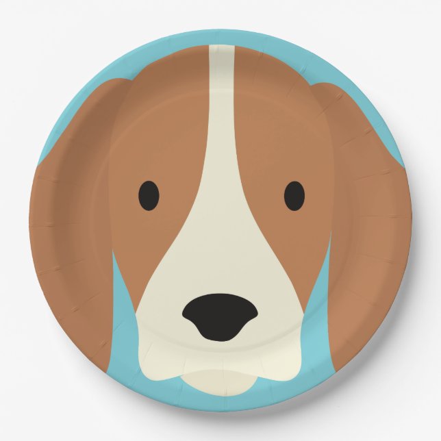 Plato De Papel Kawaii Cute Perro Cachorro. (Anverso)