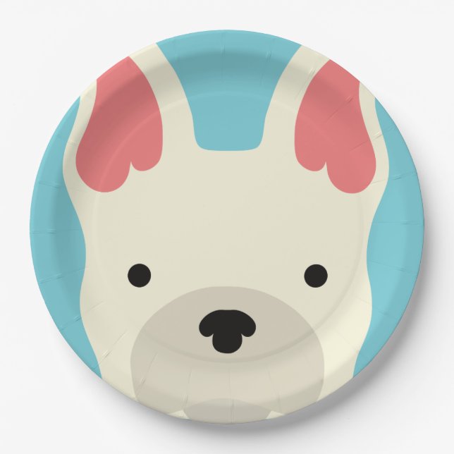 Plato De Papel Kawaii Cute Perro Cachorro. (Anverso)
