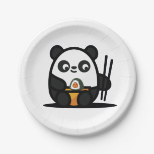 Plato De Papel Kawaii Cute Sushi Panda