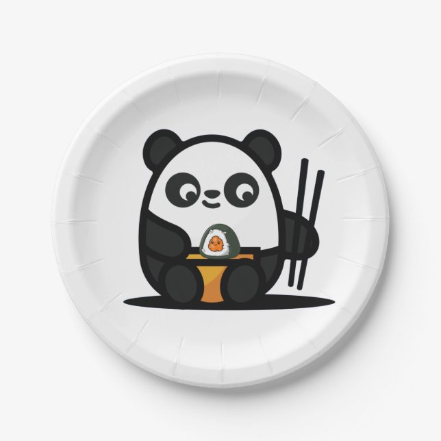 Plato De Papel Kawaii Cute Sushi Panda (Anverso)