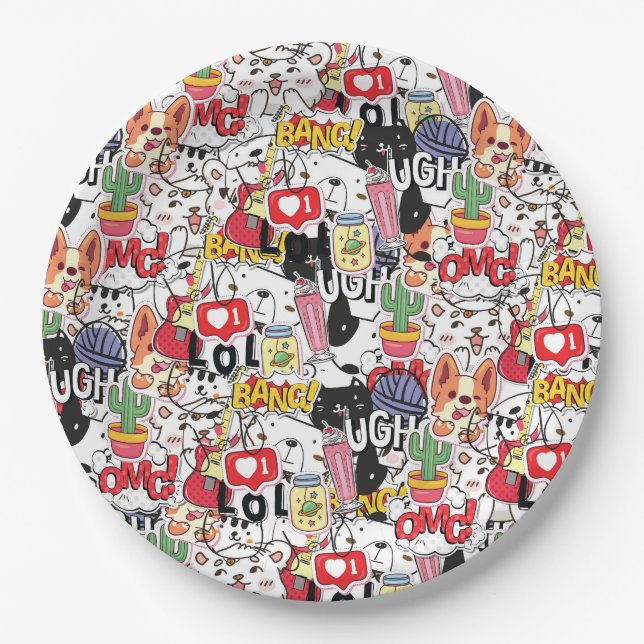 Plato De Papel kawaii funny pet design - cute animal lover  (Anverso)