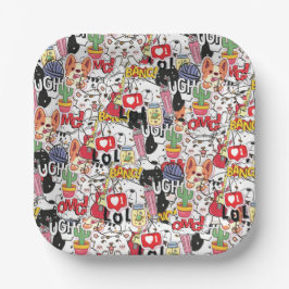 Plato De Papel kawaii funny pet design - cute animal lover 