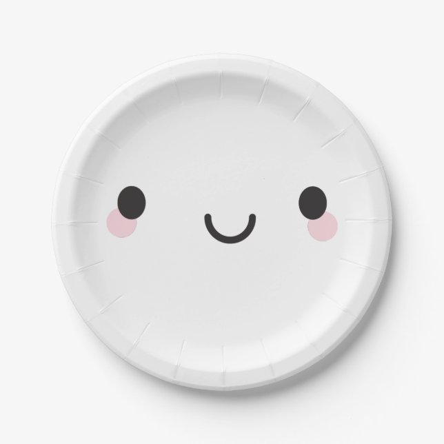 Plato De Papel Kawaii Happy Face (Anverso)