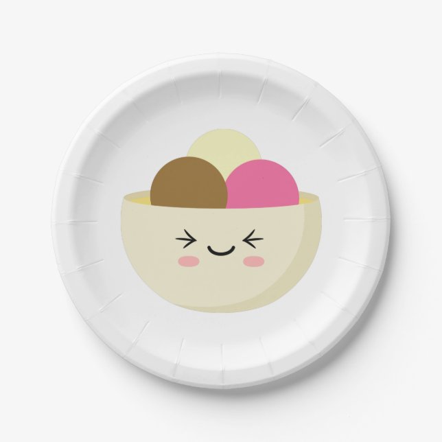 Plato De Papel Kawaii Ice Cream (Anverso)