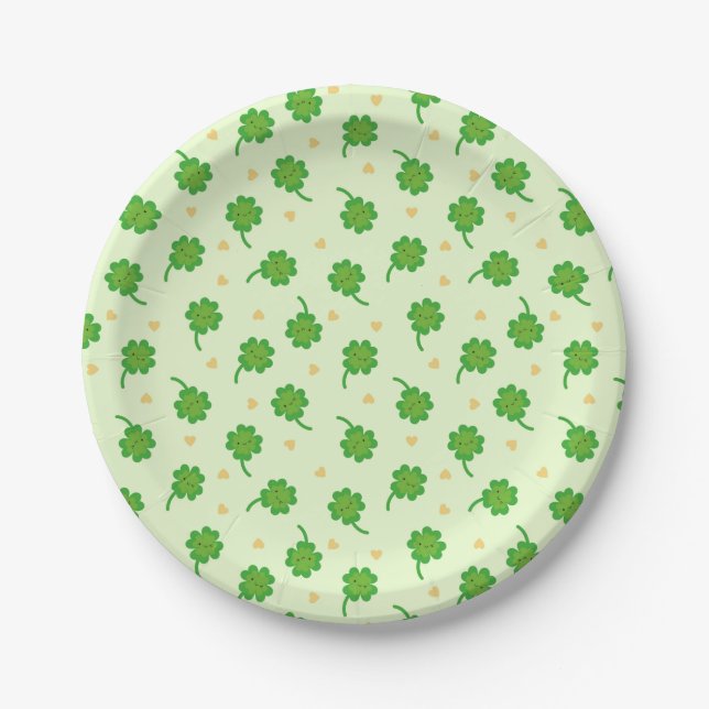 Plato De Papel Kawaii Lucky Clover (Anverso)