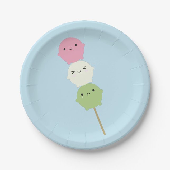 Plato De Papel Kawaii Mochi Dango (Anverso)