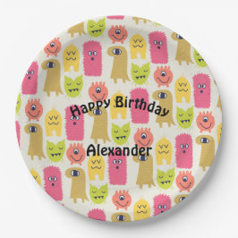 Plato De Papel Kawaii Monster Birthday Party Plate